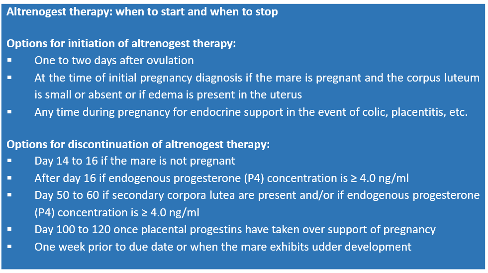Altrenogest Therapy - When to start P4